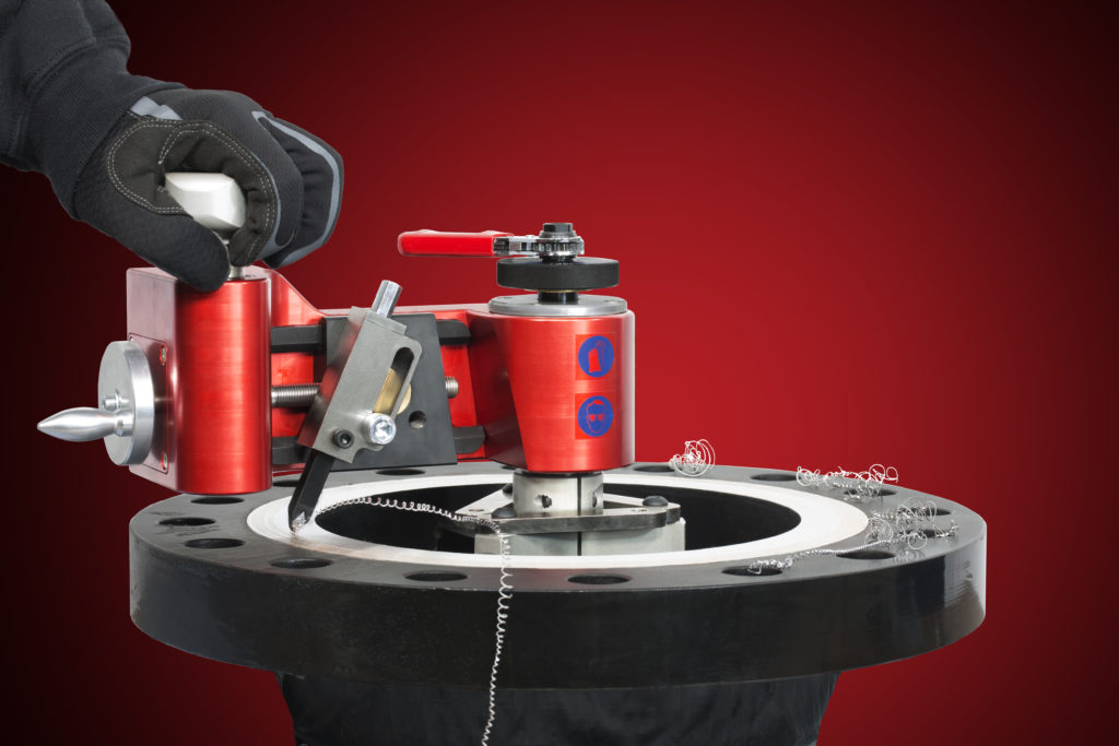 Flange facer, flange facing, re-facing flanges, reconditioning rusty, scarred or worn flange gasket seats