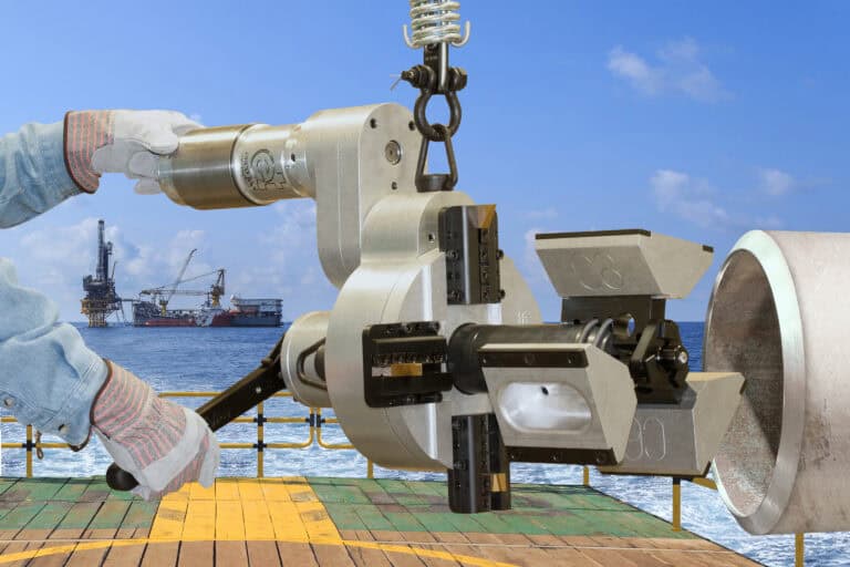 Precision MILLHOG tool for pipe end prep, model, size capacity, mounting, used on boilers on ships.